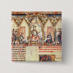 The court of Alfonso X  'the Wise' Pinback Button