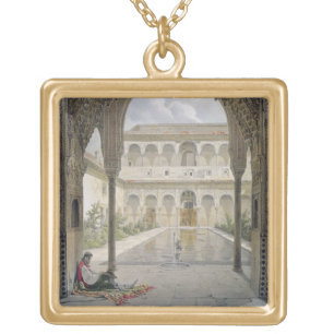 The Court of the Alberca in the Alhambra, Granada, Gold Plated Necklace