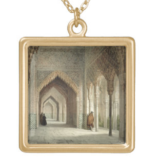 The Court Room of the Alhambra, Granada, 1853 (lit Gold Plated Necklace