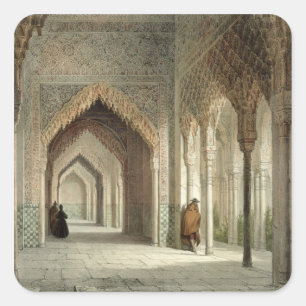 The Court Room of the Alhambra, Granada, 1853 (lit Square Sticker
