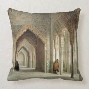 The Court Room of the Alhambra, Granada, 1853 (lit Throw Pillow