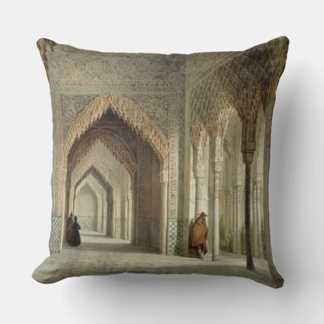 The Court Room of the Alhambra, Granada, 1853 (lit Throw Pillow (Front)