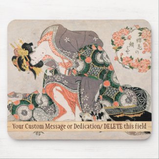 The Courtesan with cat  Kitagawa Utamaro geisha Mouse Pad