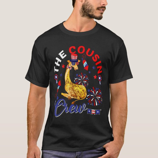 The Cousin Crew Giraffe Sunglasses American Flag F T-Shirt (Front)