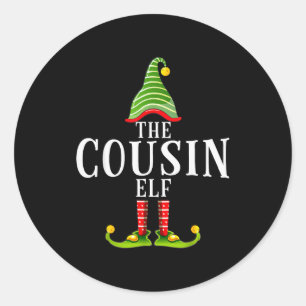 The Cousin Elf Funny Matching Pajama Xmas Classic Round Sticker
