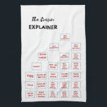 The Cousin Explainer Kitchen Tea Towel<br><div class="desc">If you have ever wondered how your first cousin's kids are related to you or your kids,  bring this conversation starter to your next family reunion.</div>