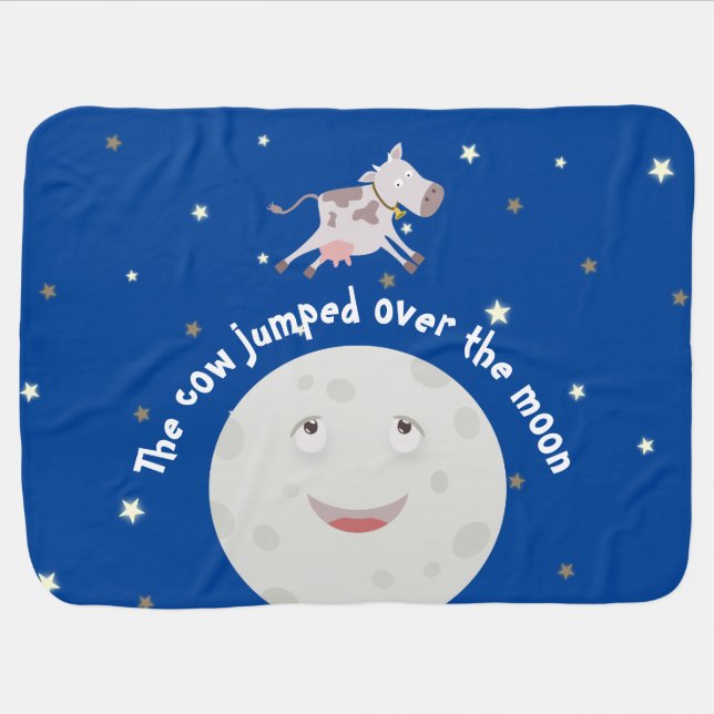 The cow jumped over the moon baby blanket (Horizontal)