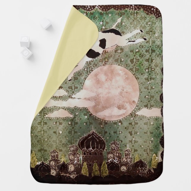 "The Cow Jumped over the moon" baby blanket (In Situ)