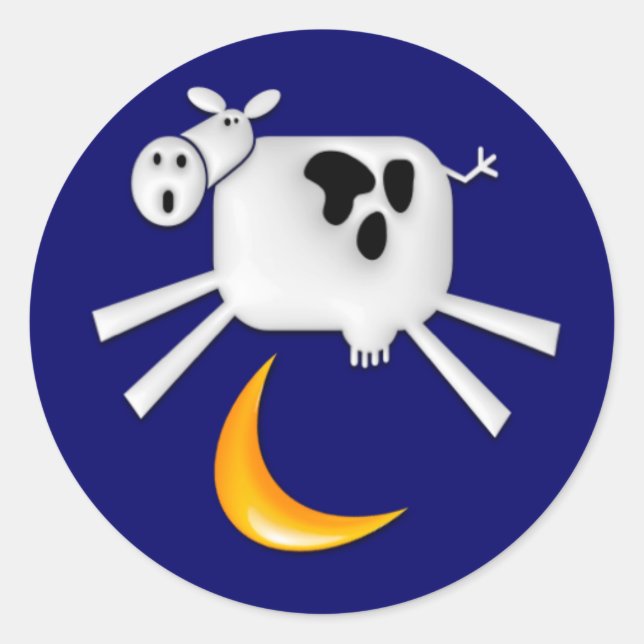 The Cow Jumped Over the Moon Classic Round Sticker (Front)