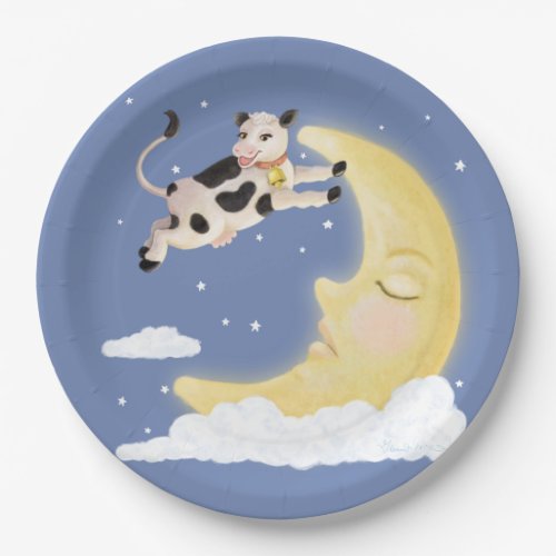 The Cow Jumped Over the Moon Round Pillow Paper Plates