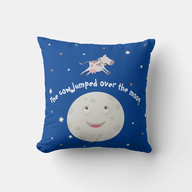 The cow jumped over the moon throw pillow (Front)
