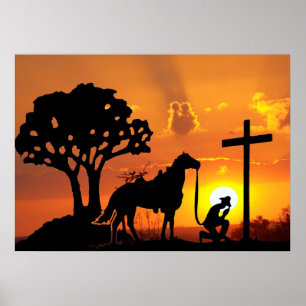 The Cowboy at the Cross Western Christian Art Poster