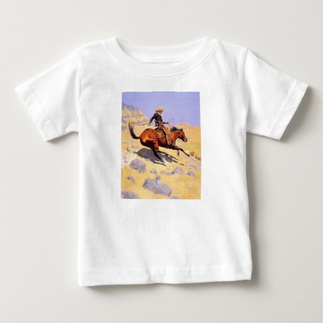 The Cowboy (by Frederic Remington) Baby T-Shirt (Front)