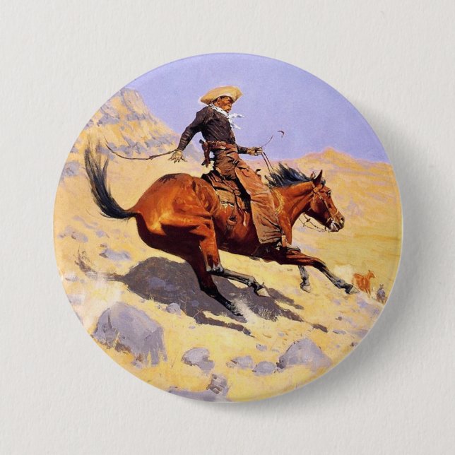 The Cowboy (by Frederic Remington) Button (Front)