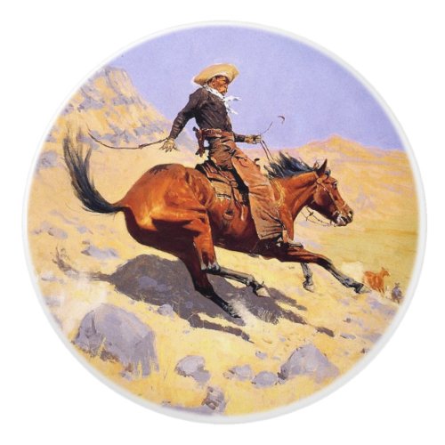 The Cowboy by Frederic Remington Ceramic Knob