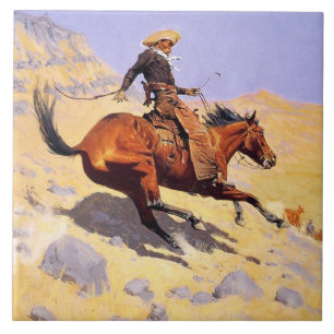 The Cowboy (by Frederic Remington) Ceramic Tile