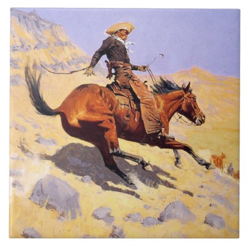 The Cowboy by Frederic Remington Ceramic Tile