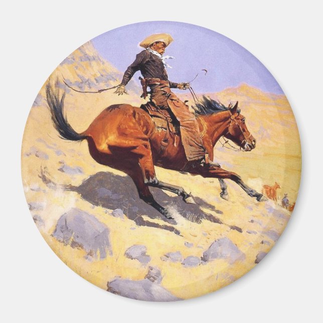 The Cowboy (by Frederic Remington) Magnet (Front)