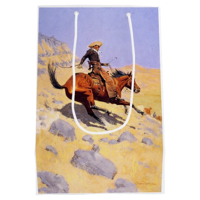 The Cowboy (by Frederic Remington) Medium Gift Bag (Back)