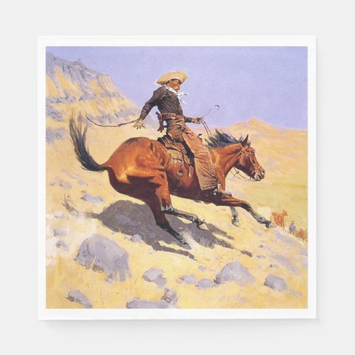The Cowboy by Frederic Remington Napkins