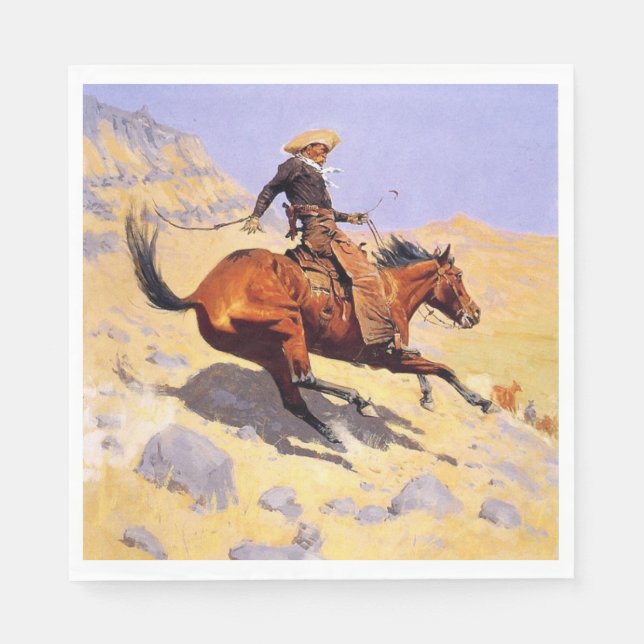 The Cowboy (by Frederic Remington) Napkins (Front)