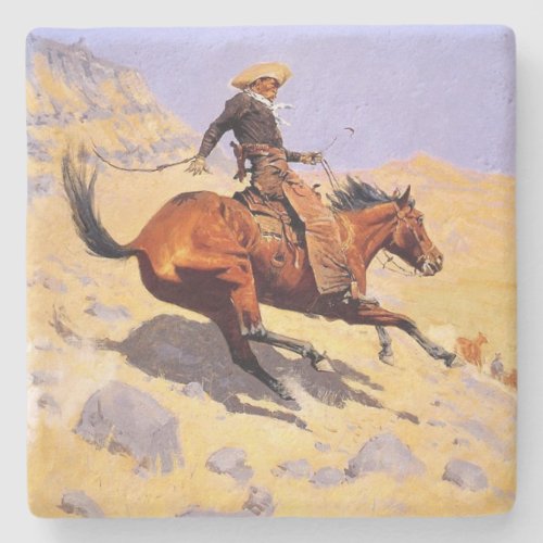 The Cowboy by Frederic Remington Stone Coaster
