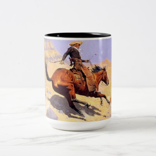 The Cowboy by Frederic Remington Two_Tone Coffee Mug