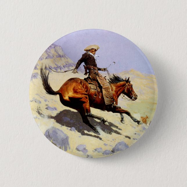 The Cowboy by Remington, Vintage Cavalry Military Button (Front)