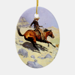 The Cowboy by Remington, Vintage Cavalry Military Ceramic Ornament