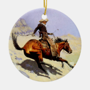 The Cowboy by Remington, Vintage Cavalry Military Ceramic Ornament