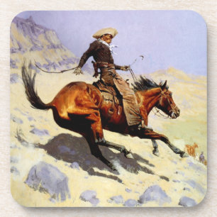 The Cowboy by Remington, Vintage Cavalry Military Coaster