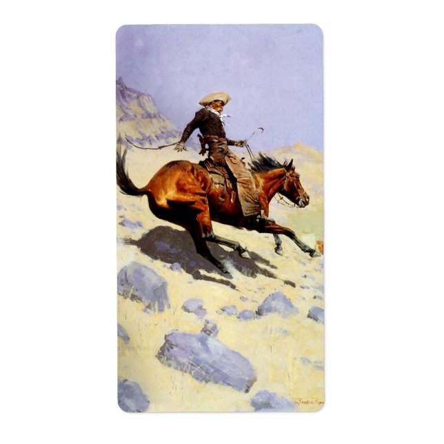 The Cowboy by Remington, Vintage Cavalry Military Label (Front)