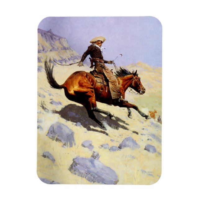 The Cowboy by Remington, Vintage Cavalry Military Magnet (Vertical)