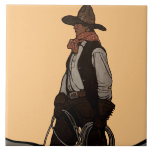The Cowboy Magazine Cover by NC Wyeth Ceramic Tile