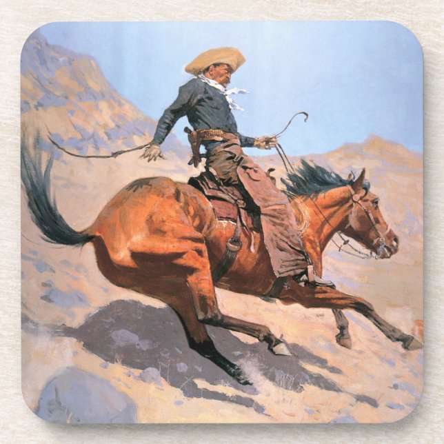 The Cowboy (oil on canvas) Drink Coaster (Front)