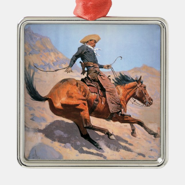 The Cowboy (oil on canvas) Metal Ornament (Front)