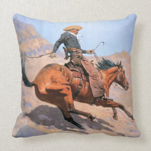 The Cowboy (oil on canvas) Throw Pillow