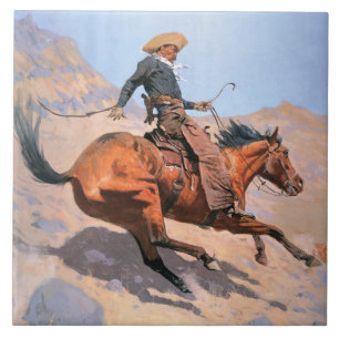 The Cowboy (oil on canvas) Tile
