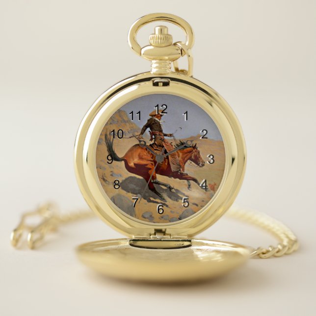 The Cowboy, painting by F. Remington, Pocket Watch (Inside)