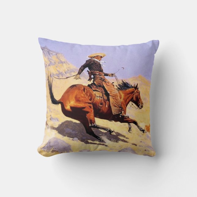 The Cowboy Western Art by Frederic Remington Throw Pillow (Front)