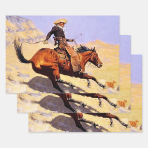The Cowboy Western Art by Frederic Remington Wrapping Paper Sheets