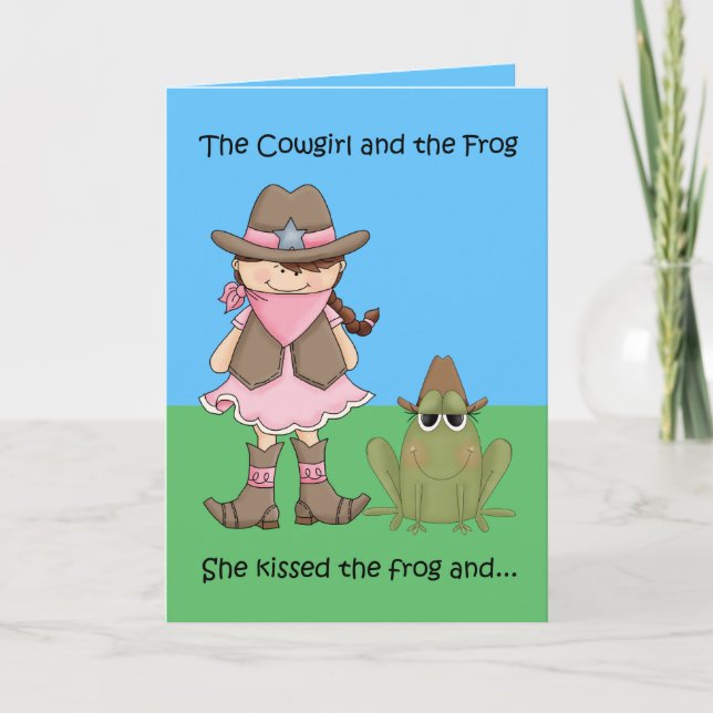 The Cowgirl and the Frog - Horse Birthday Card (Front)