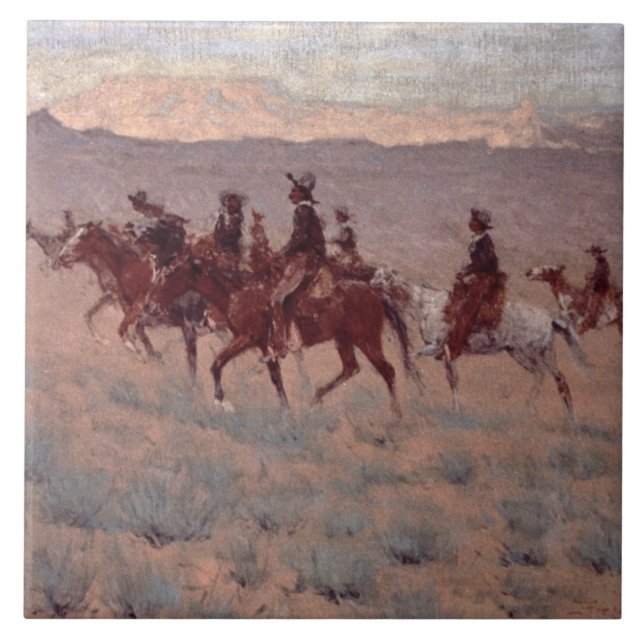 The Cowpunchers (w/c on paper) Ceramic Tile (Front)