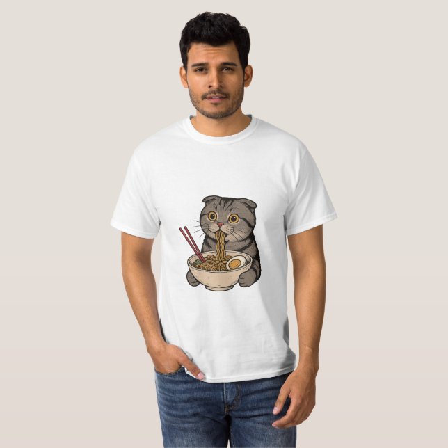  The Cozy Cat Slurping Noodles T-Shirt (Front Full)
