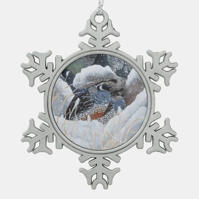 The Cozy Couple Snowflake Pewter Christmas Ornament (Front)