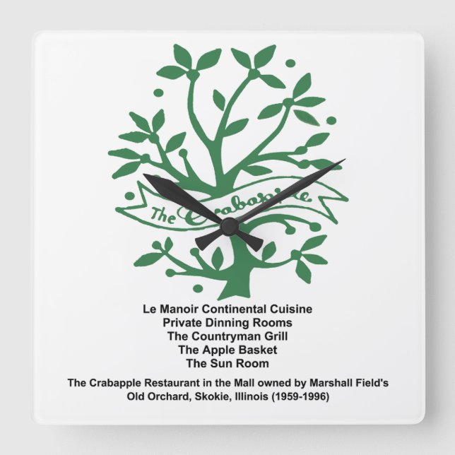 The Crabapple Restaurant, Skokie, IL Square Wall Clock (Front)