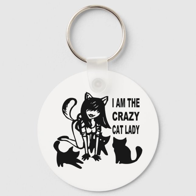 The Crazy Cat Lady KeyChain (Front)