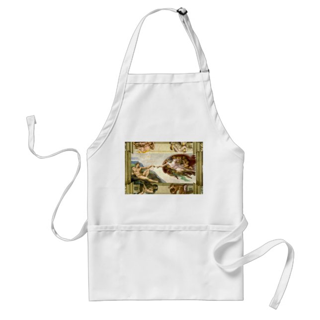 The Creation of Adam by Michelangelo Fine Art Adult Apron (Front)