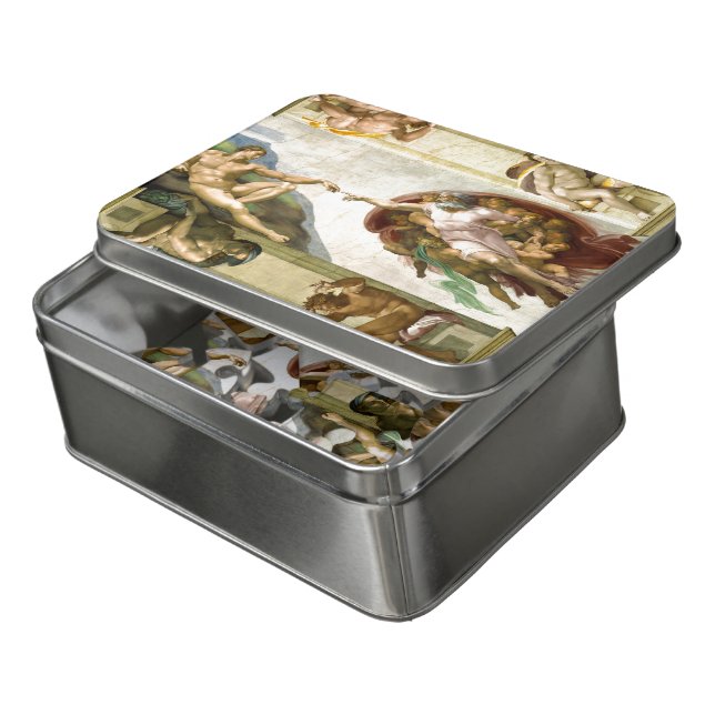 The Creation of Adam by Michelangelo Fine Art Jigsaw Puzzle (Lid Open)