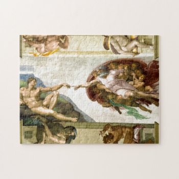 The Creation Of Adam By Michelangelo Fine Art Jigsaw Puzzle by GalleryGreats at Zazzle